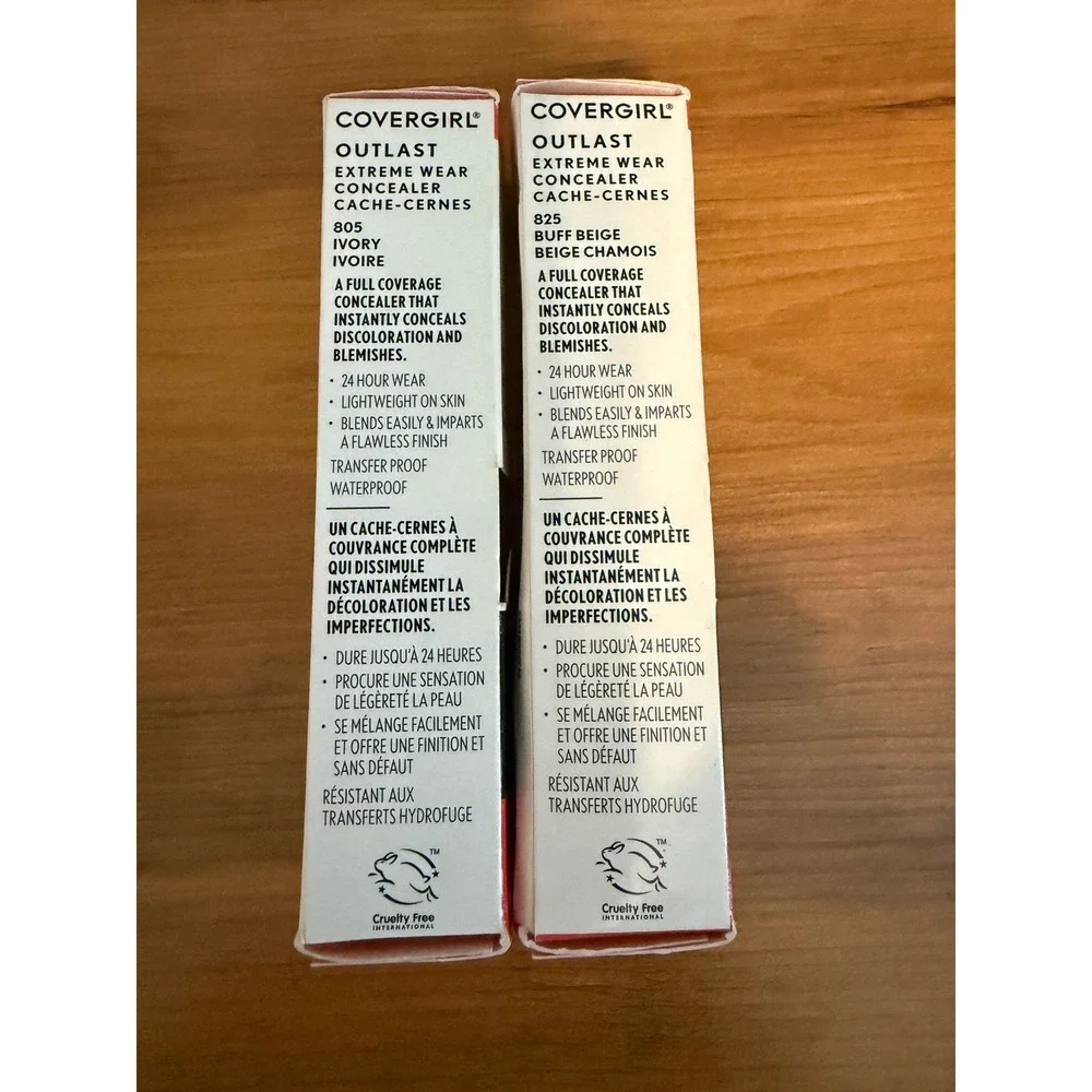 CoverGirl Outlast‎ Extreme Wear Concealer Ivory 805 & Buff Beige 825 NIB